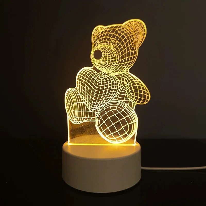 هدايا عيد الميلاد عيد الميلاد USB الطاقة LED ثلاثية الأبعاد الاكريليك LED مصباح الليل أضواء الجنية لغرفة النوم المنزل حفل زفاف رمضان الديكور