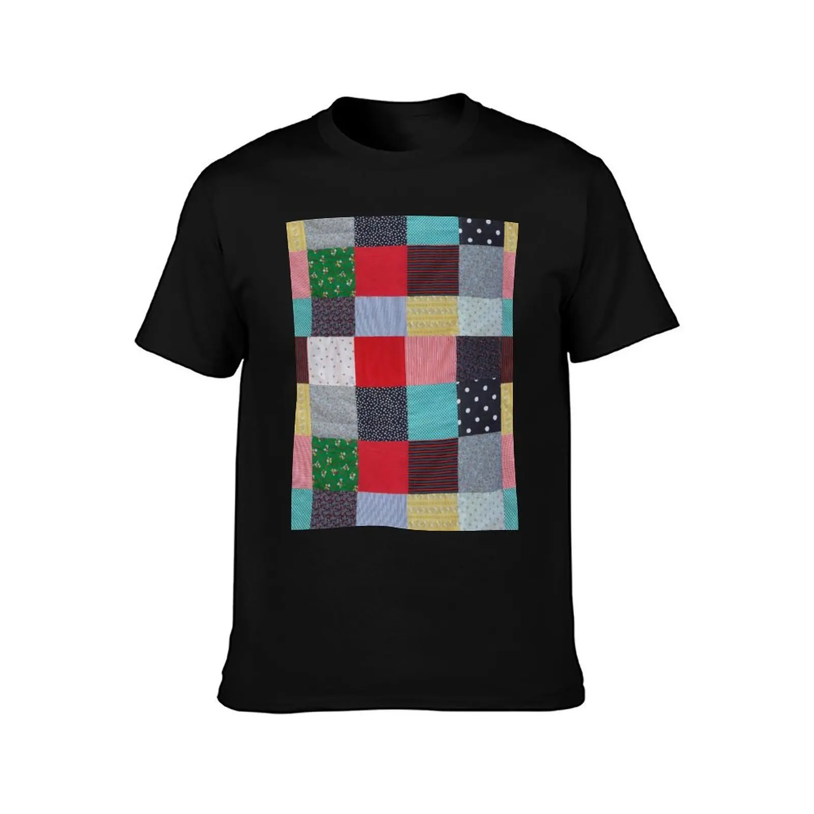 unique and quirky vintage fabric colorful cottagecore patchwork T-Shirt Large Size Basic Casual T-Shirt