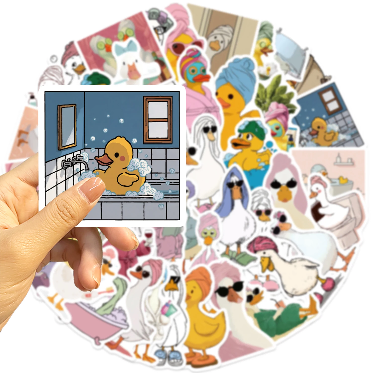 54PCS Bath and Skincare Duck Stickers Vinyl Waterproof Stickers Suitable for Laptops, Water Bottles, Scrapbooks, and Journals