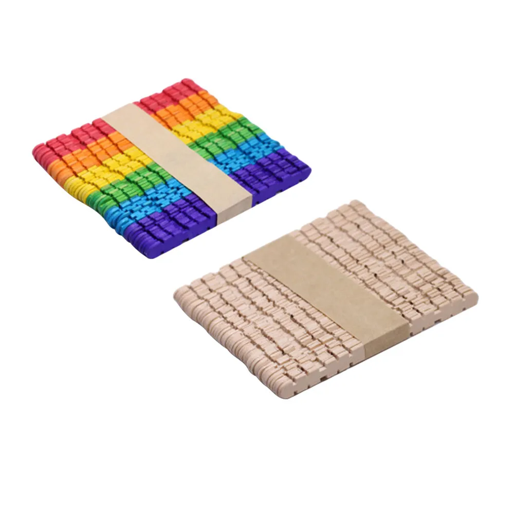 100Pcs Smooth Wooden Sticks Bright Premium Quality No Splinter for Kids Art Crafts Learning Colors Sculpture Collage