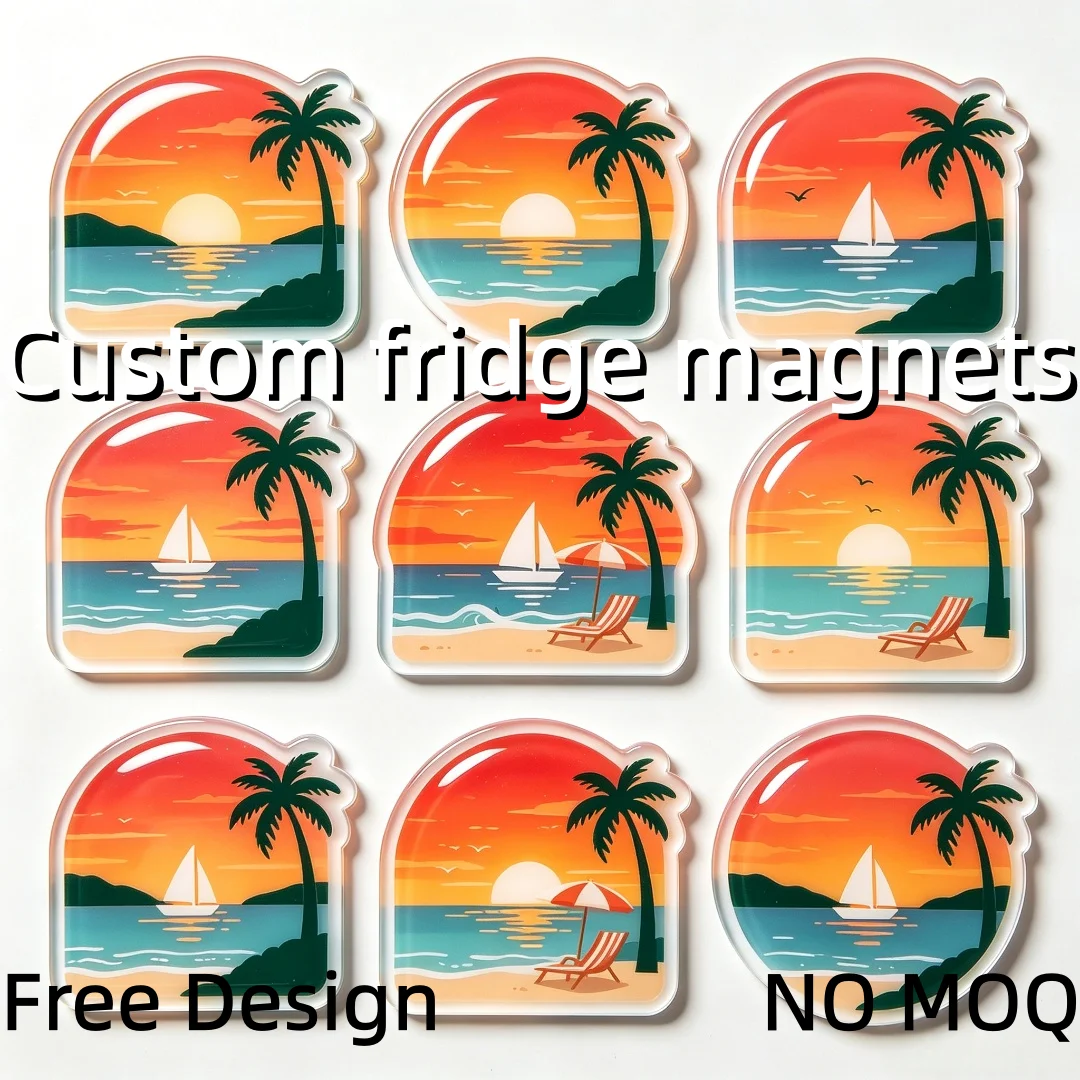 Beach Tropical Landscape Custom PVC Fridge Magnets Free Design NO MOQ Travel Souvenir Home Decor Gift