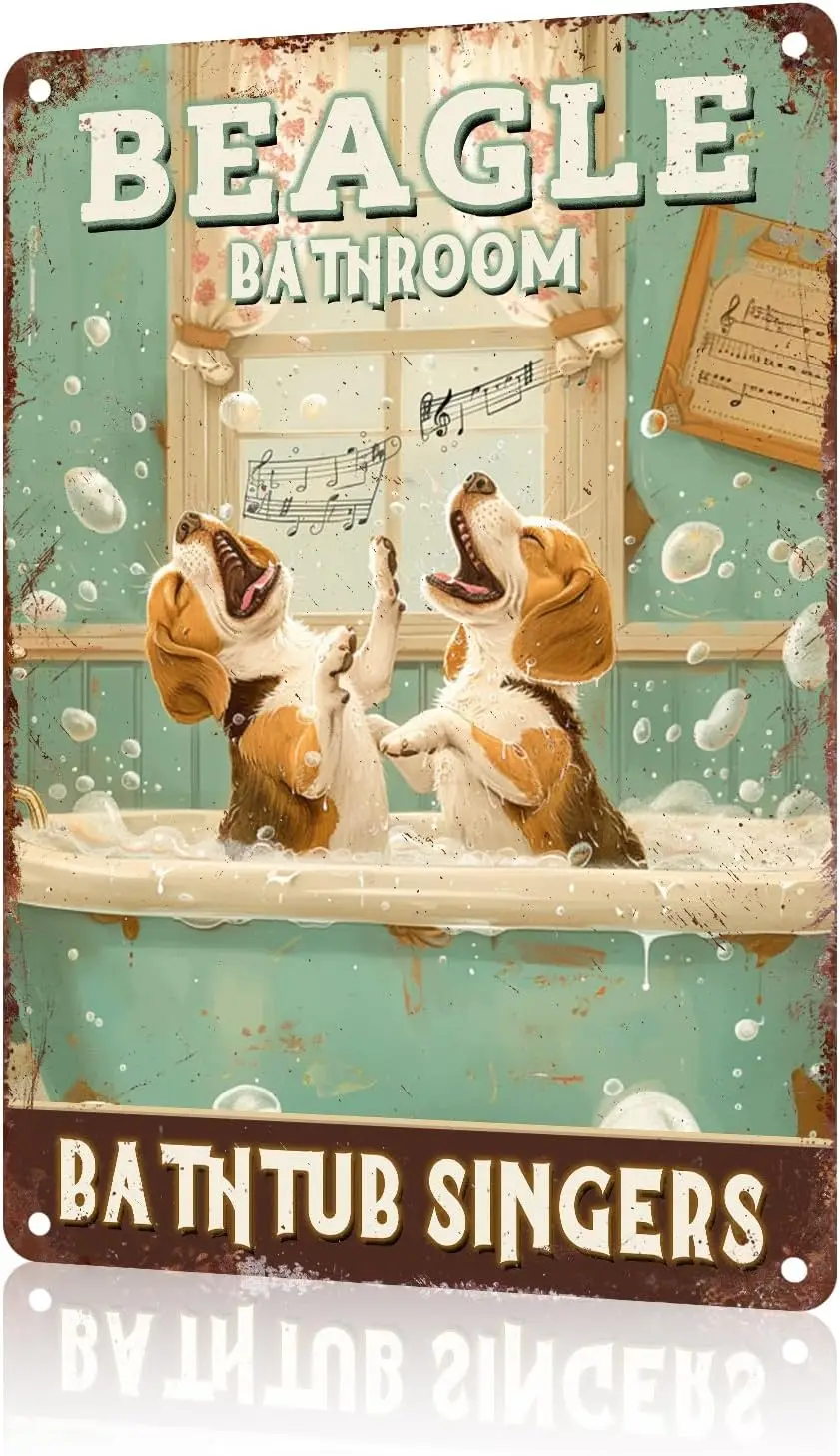 Metal Sign Beagle Dog Bathroom Bathtub Singer Vintage Rerto Tin Alumium for Home Bar Office Outdoor Wall Decor -a