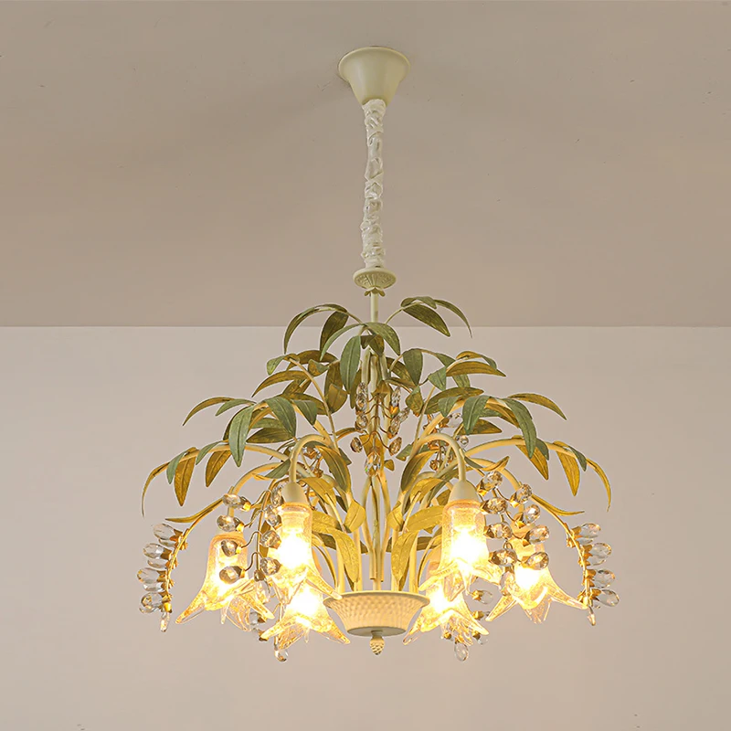 

French style countryside living room pendant lamp designer villa highend feeling bedroom creative diningroom branch crystal lamp