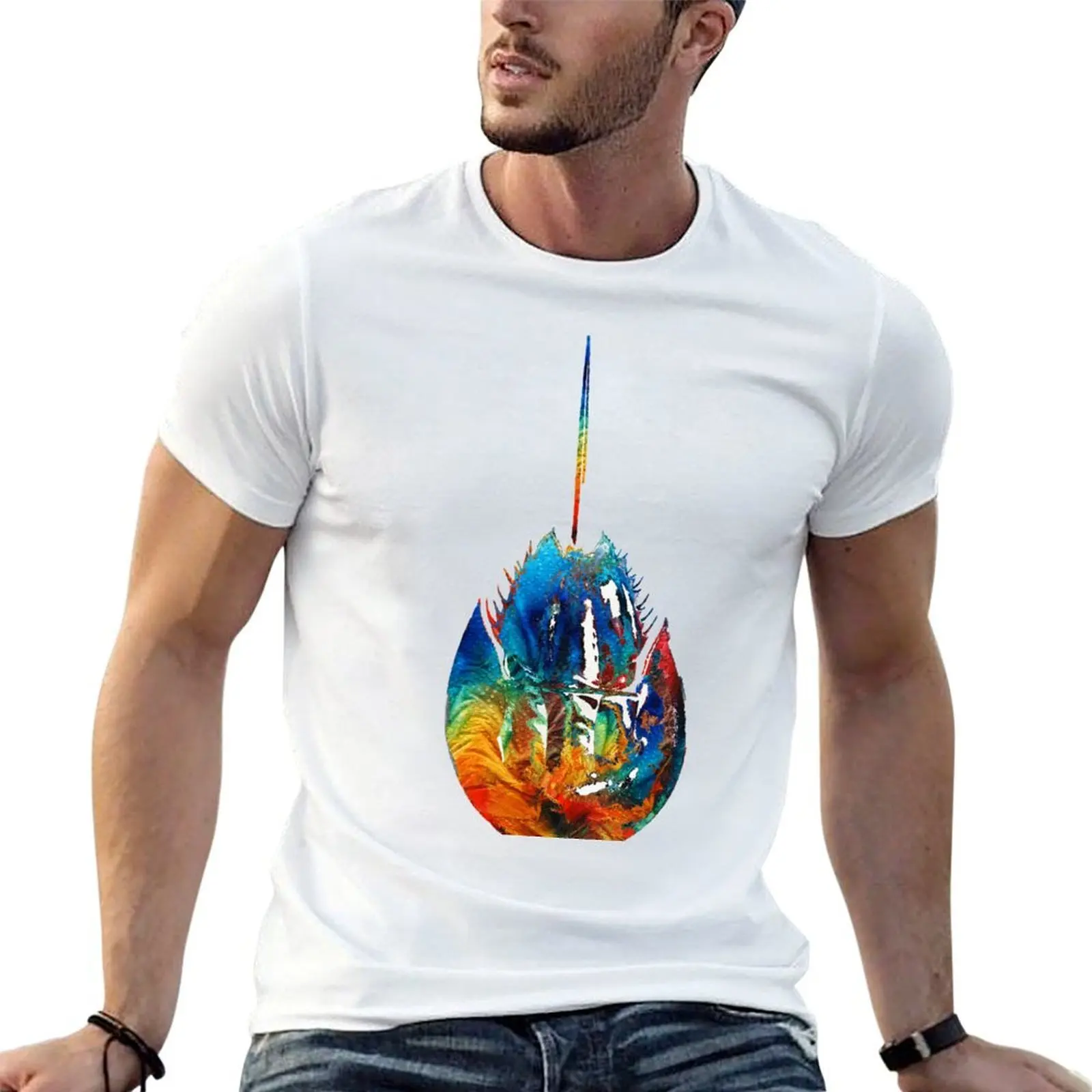 

Colorful Horseshoe Crab Art by Sharon Cummings T-Shirt anime t shirts oversize man t shirt luxury T-Shirt