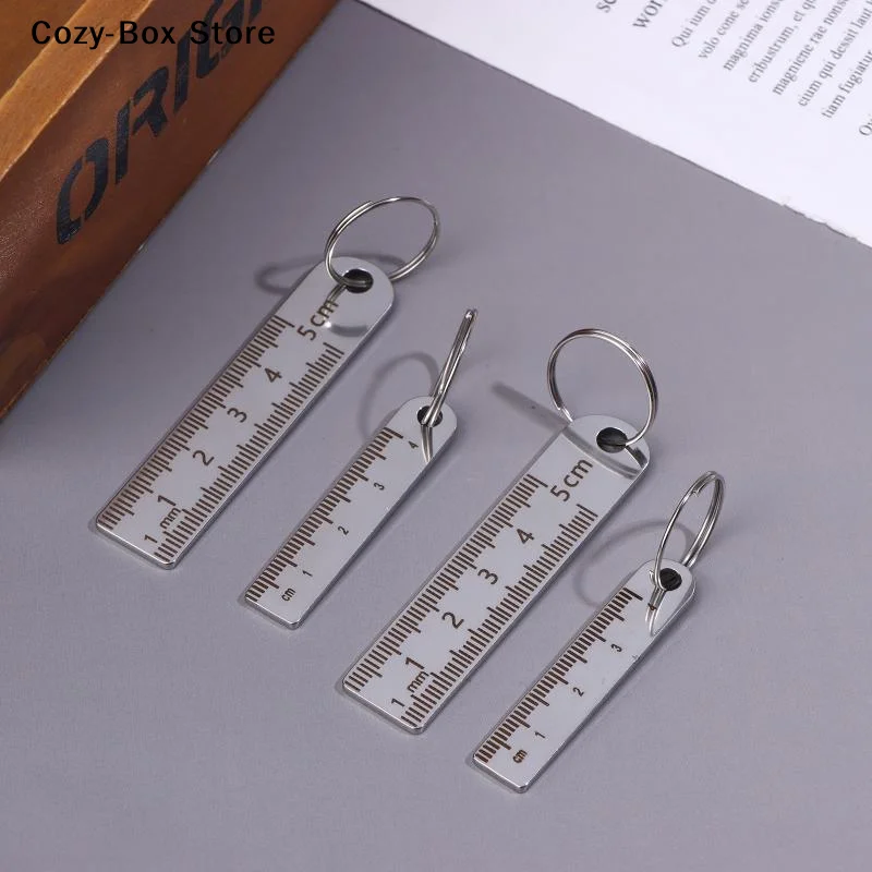 [ZY]Stainless Steel Mini Ruler With Keychain - Measuring Tool For Office And School Supplies (Anti-loss Measuring Ruler)[ZY]