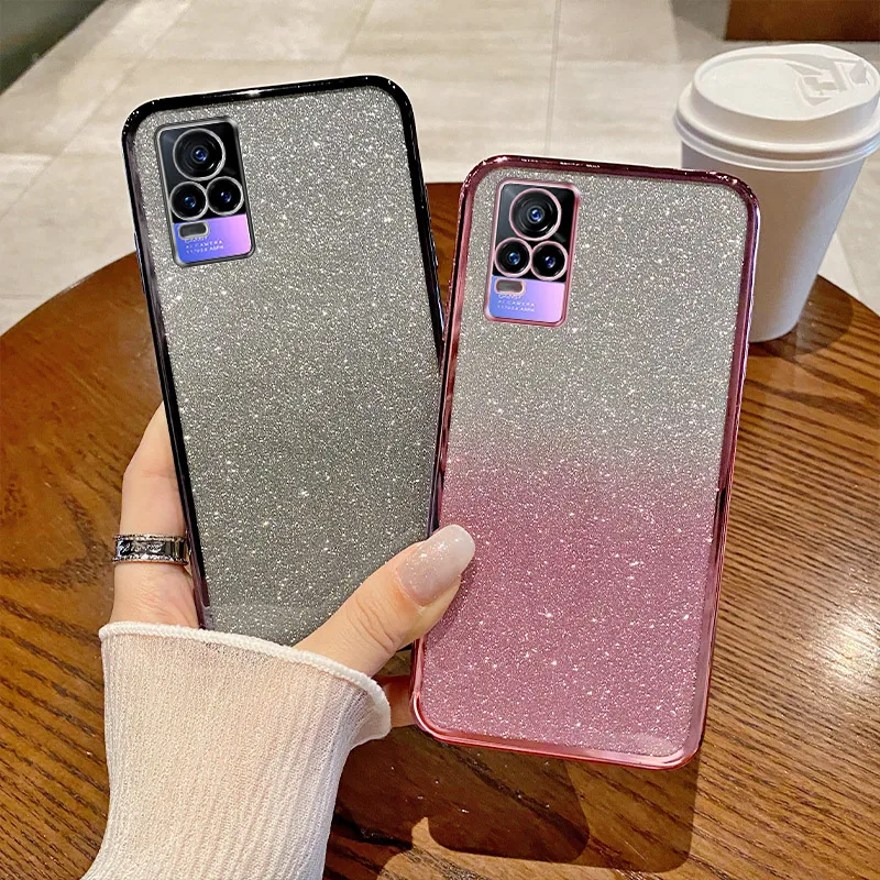 For vivo V21e Case Vivo V21E 4G Cover Vivo Y73 Luxury Electroplated Glitter Case V2061 V2059 V2146 V2212 Clear Phone Back Cover