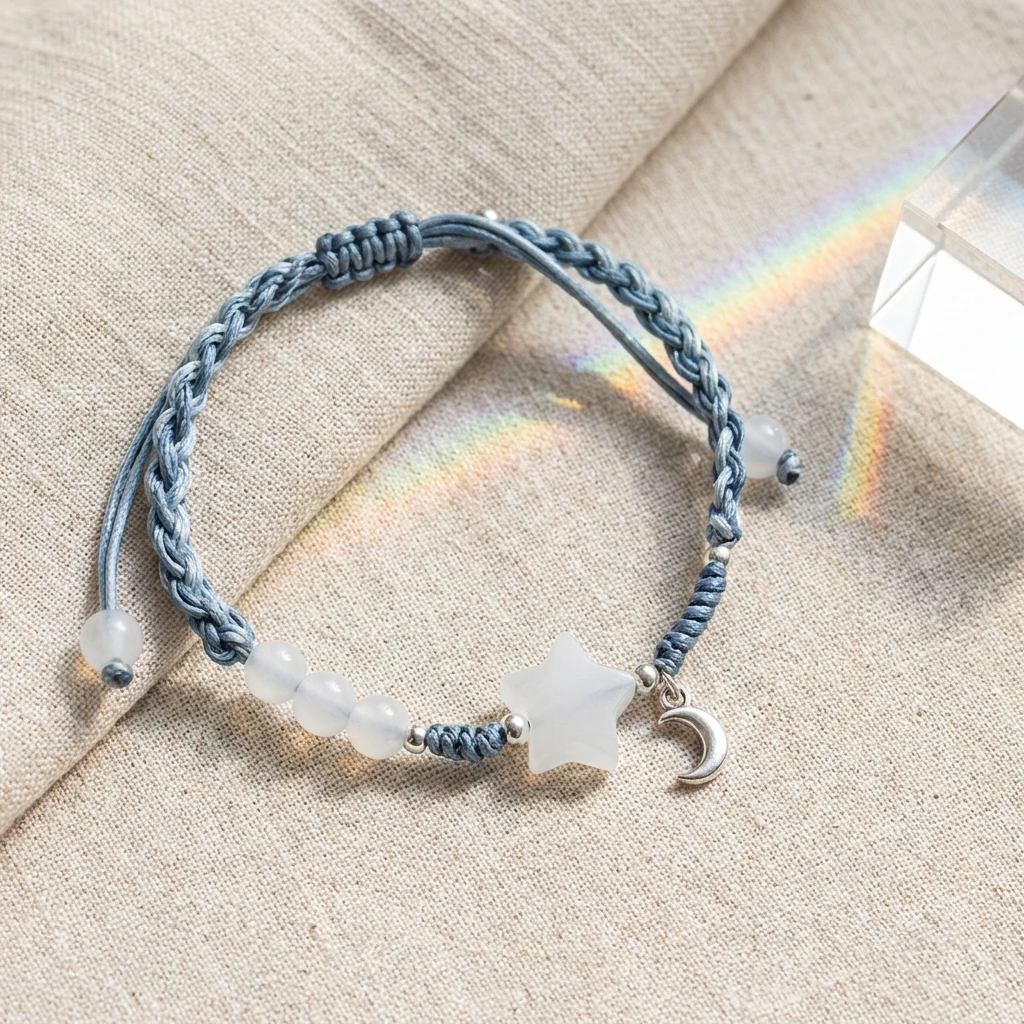 Glückliches Niedliches Stern-Mond-Beste-Freundinnen-Armband für Frauen Y2K Ästhetisches Geflochtenes Seil-Freundschaftsarmband Modisches Accessoire Schmuckgeschenk – Detail 5