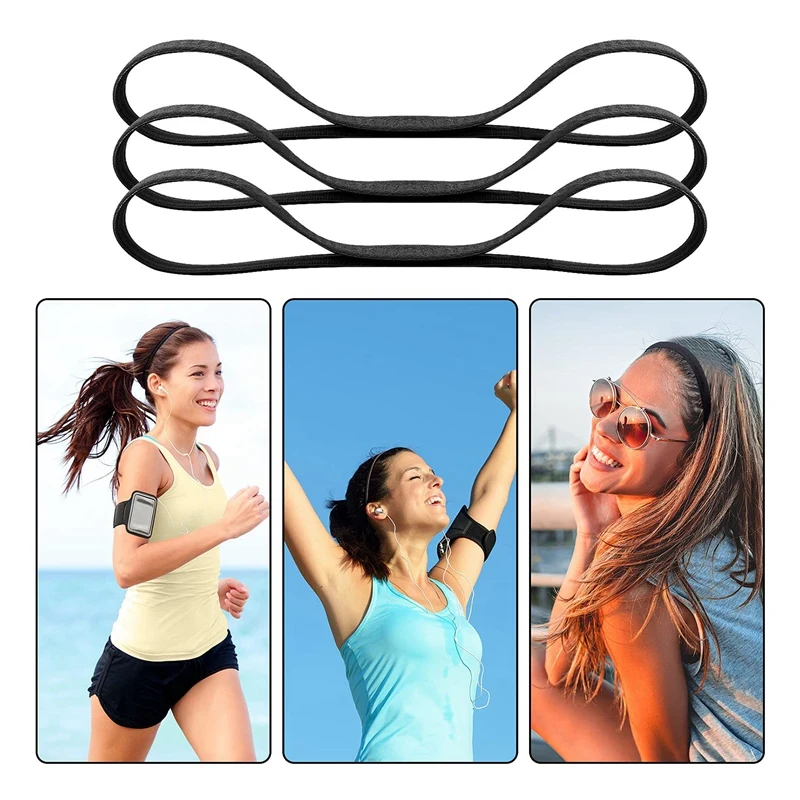 20 Pieces Elastic Headbands Sport Headband Workout Headbands Hair Headband Black