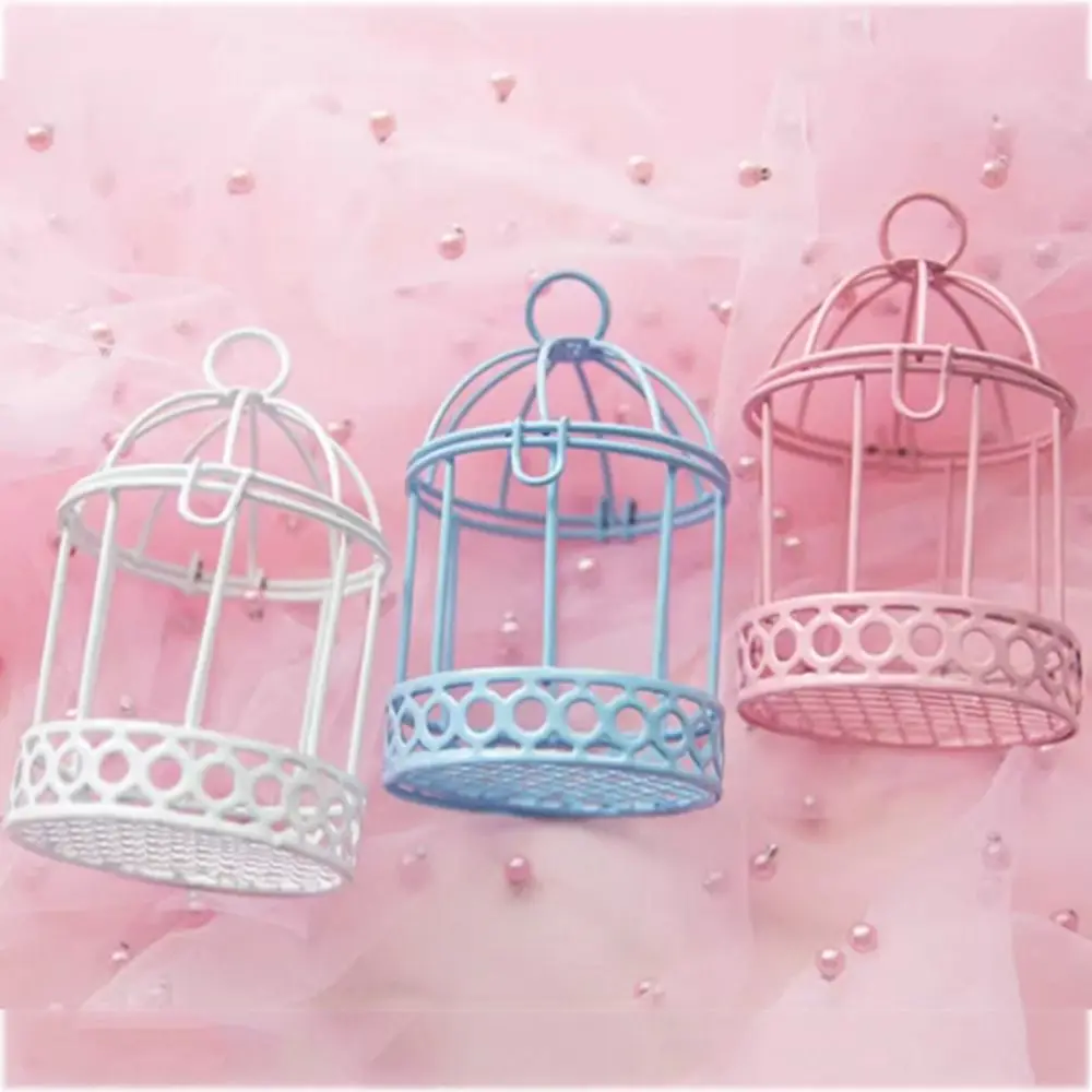 Decorative Bird Cage Bird Cage Mini Bird Cage Portable Macaron Bird Cage Storage Box Iron Craft Cute Photo Props