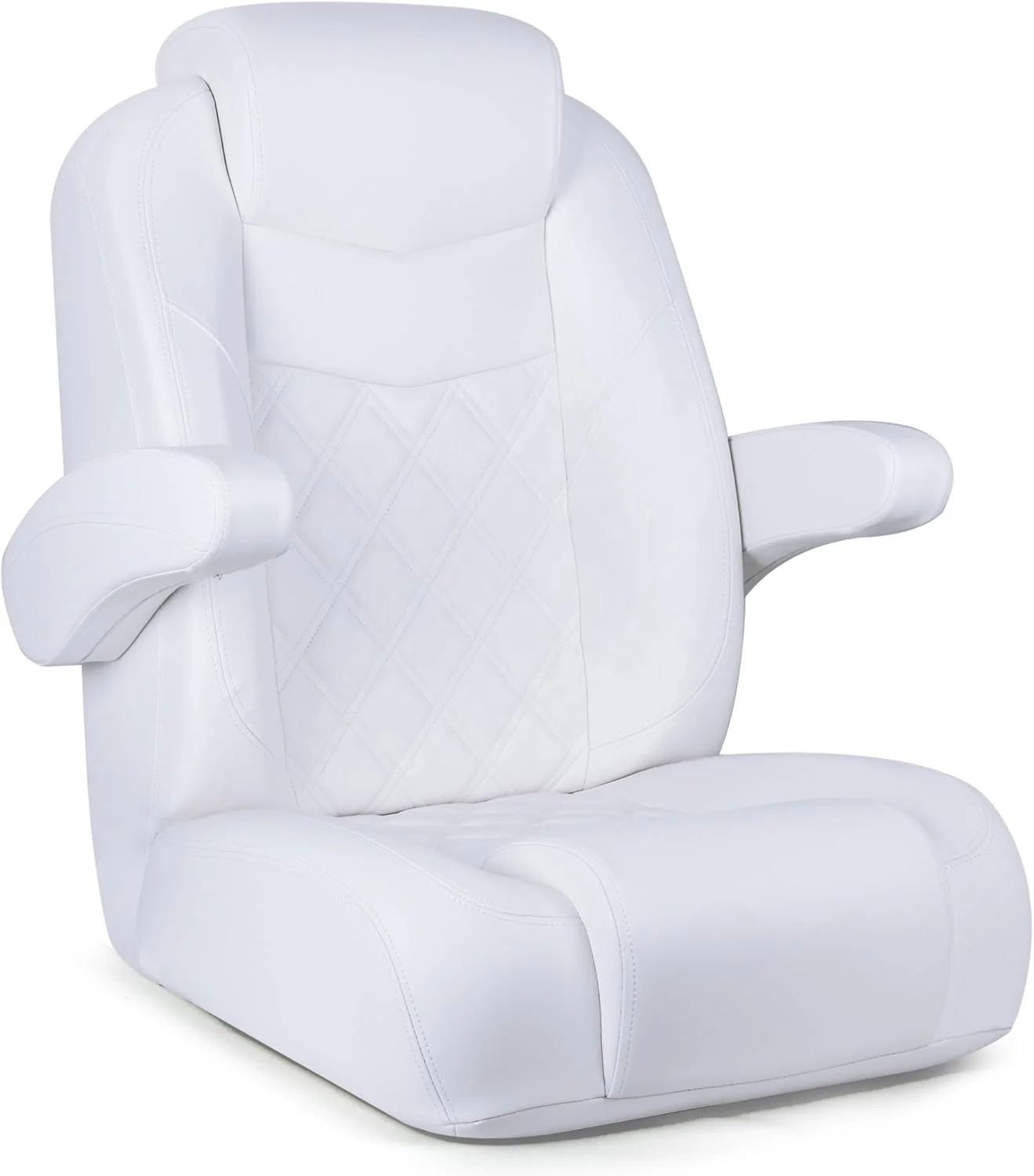 Premium Reclining Pontoon Low Back Captain's Chair Boat Bucket Seat With Armrest,White
