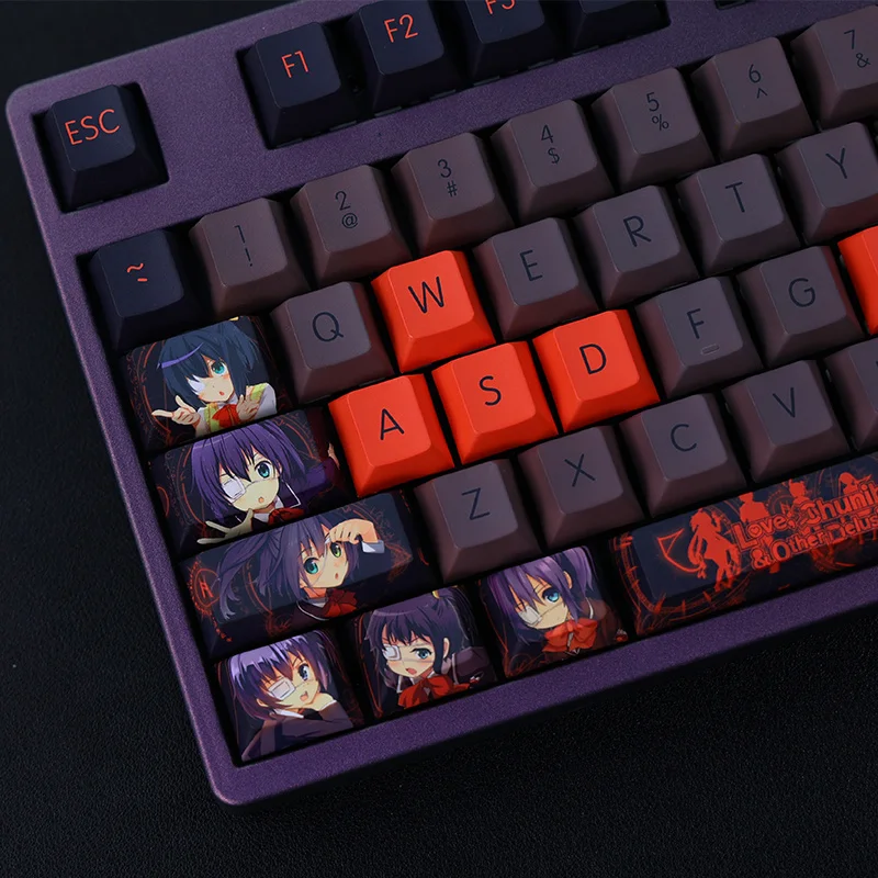 1 Set PBT Dye Subbed Keycaps Two Dimensional Anime Key Caps Cherry Profile Keycap For Chunibyo Other Delusions Takanashi Rikka