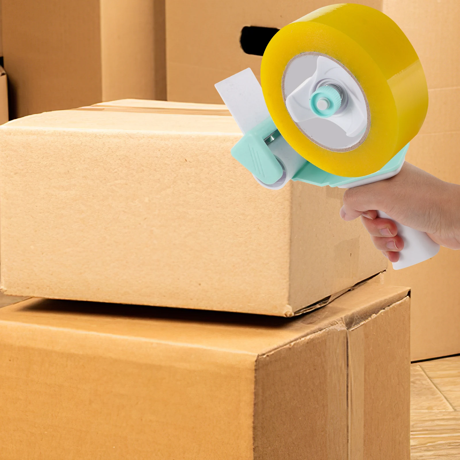 

Ergonomic Handheld Tape for Packing Boxes with Precise Cutting Portable Shipping Tape Dispenser Green Color