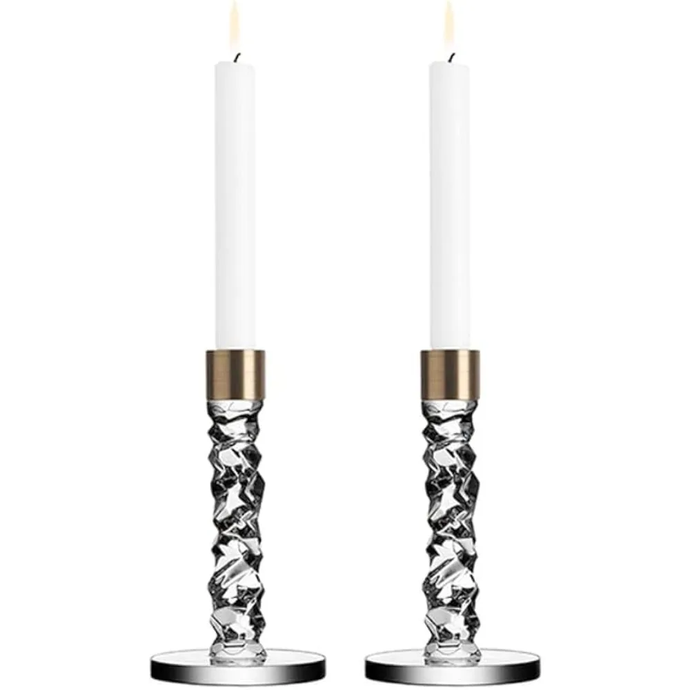 

Carat 4.25" Crystal & Brass Candlesticks Candelabro Pair 2 Pieces Freight Free Candlesticks for Candles Candle Holder