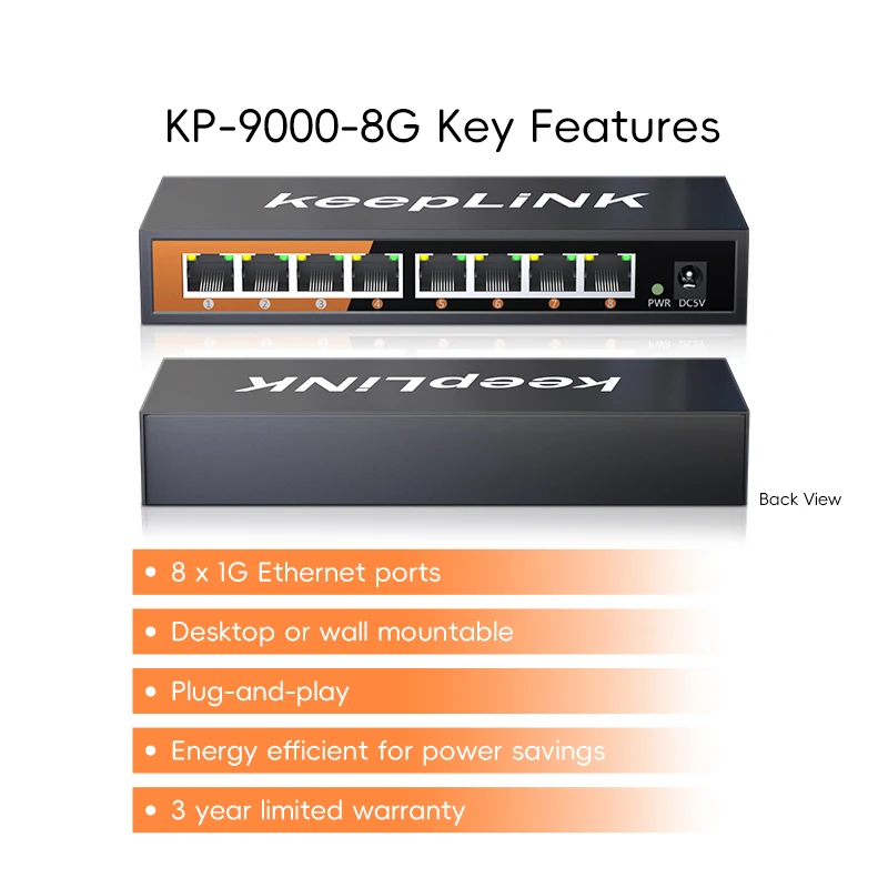 KeepLiNK 8-Port Gigabit Ethernet Switch Unmanaged Plug and Play