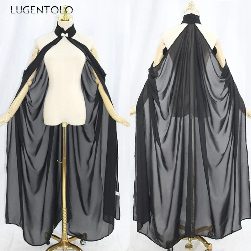 Ponchos con cuello Halter de Halloween para mujer, capa fina de gasa, disfraces de escenario, abrigos largos de moda Retro Medieval liso elegante para fiesta para mujer