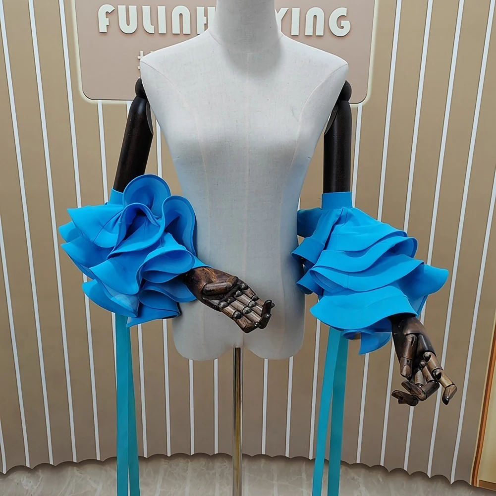 Accessoires de danse Standard compétition os de poisson grande dentelle lac bleu femmes rouge salle de bal vert foncé brassard banderoles