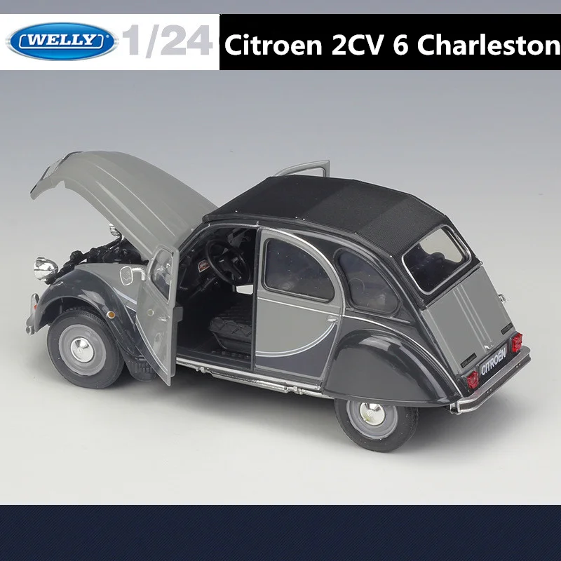 Welly 1:24 Citroen 2CV 6 Charleston Alloy Car Model Diecast Metal Classic Retro Car Vehicles Model Collection Childrens Toy Gift