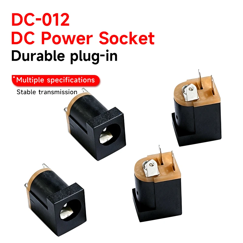 5PCS DC Power Jack DC-012 Vertical Female Charging Port 5.5-2.1mm Plug for Electronics Accessories
