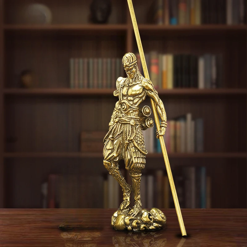 

Vintage Brass Monkey King Sun WuKong Statue Office Desktop Ornament Lucky Home Decoration Crafts Accessories Character Figurines
