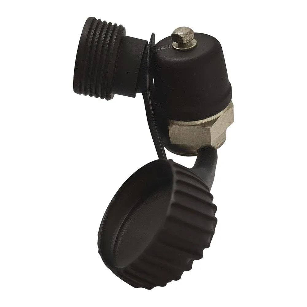 Angle-Type Drain Valve for Radiator Manifold Assemblies and Underfloor Heating Circuits G1/2 Thread Brass and Nylon Construction