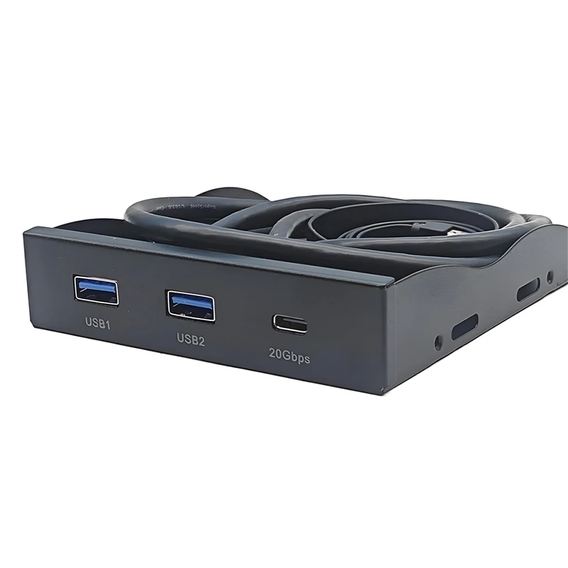 3.5 Inch USB-C Front Panel Hub of 20Gbps USB 3.2 Type-C and 2x USB 3.0 Ports, Motherboard USB 20-Pin,Type-E Headers Required