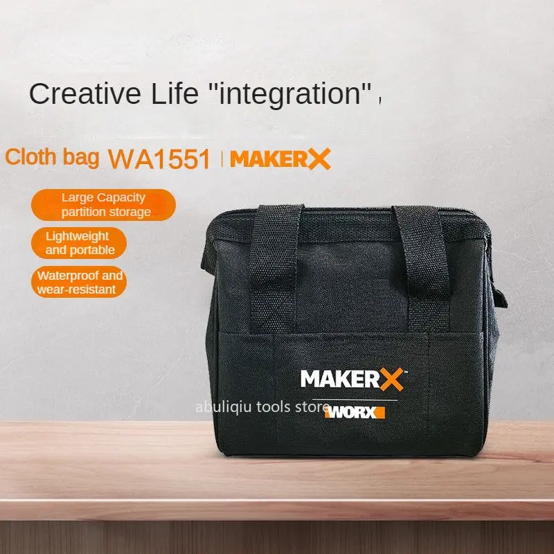 Worx MakerX Tool Storage Cloth Bag Wa1551 Multi-Function Tool Bag Oxford Cloth Portable Electrician Bag Power Tool Handbag Kit