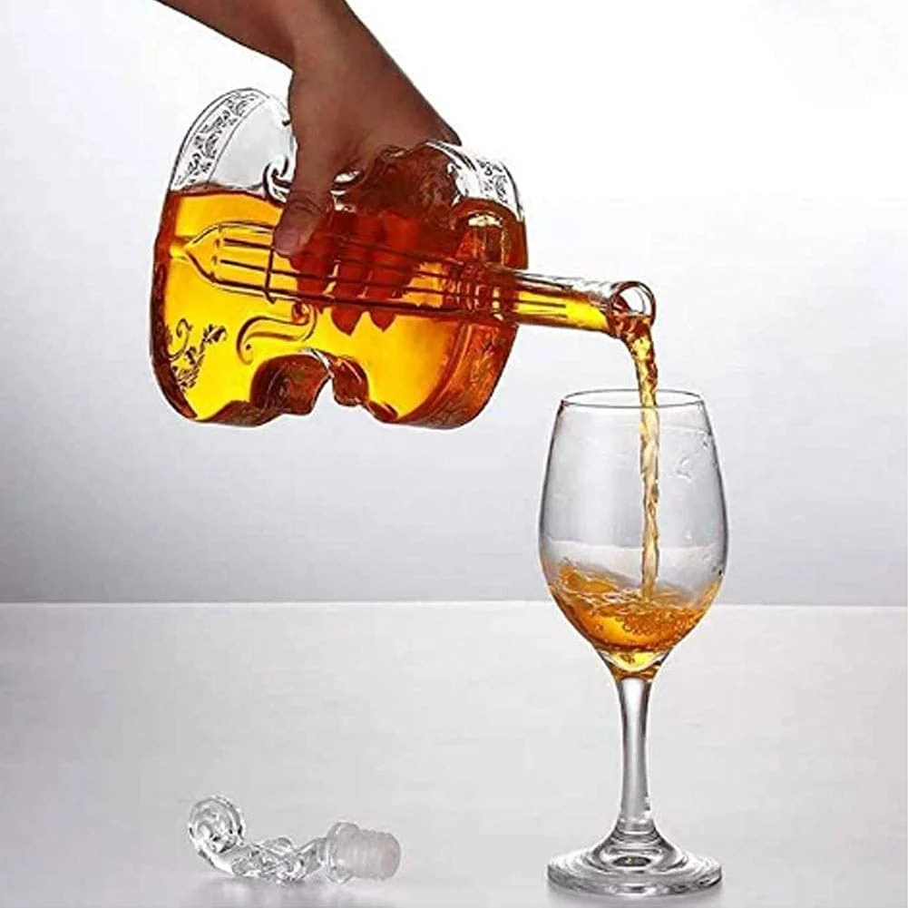 

Whiskey Decanter Violin Decanter Crystal Drinking Cup Whiskey Glasses Cup for Wine Cocktail Vodka Home Halloween Party Bar Gift