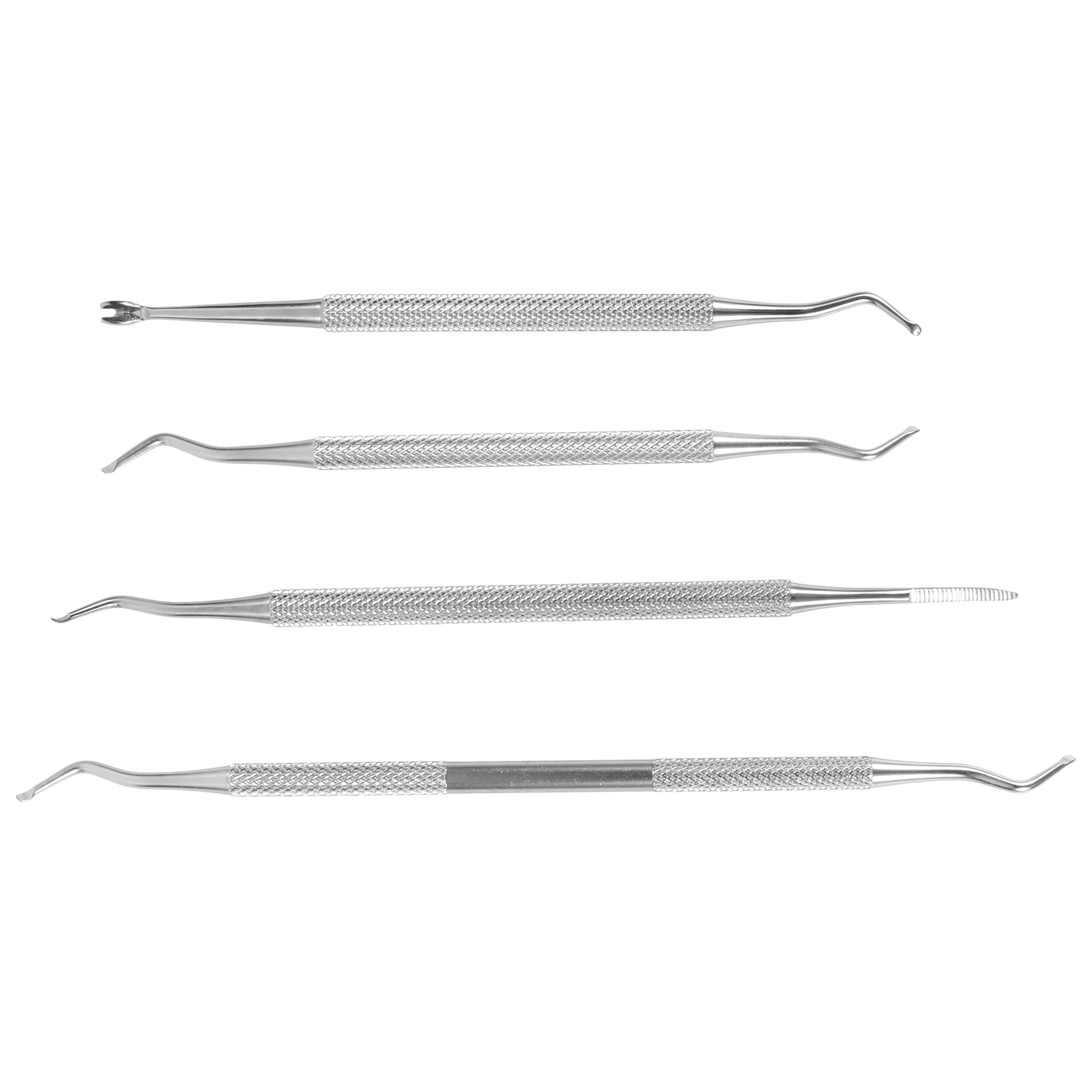 4 Pcs Smooth Touch Nail Tool Manicure Tools Kit Double Head Silver Dead Skin Remover