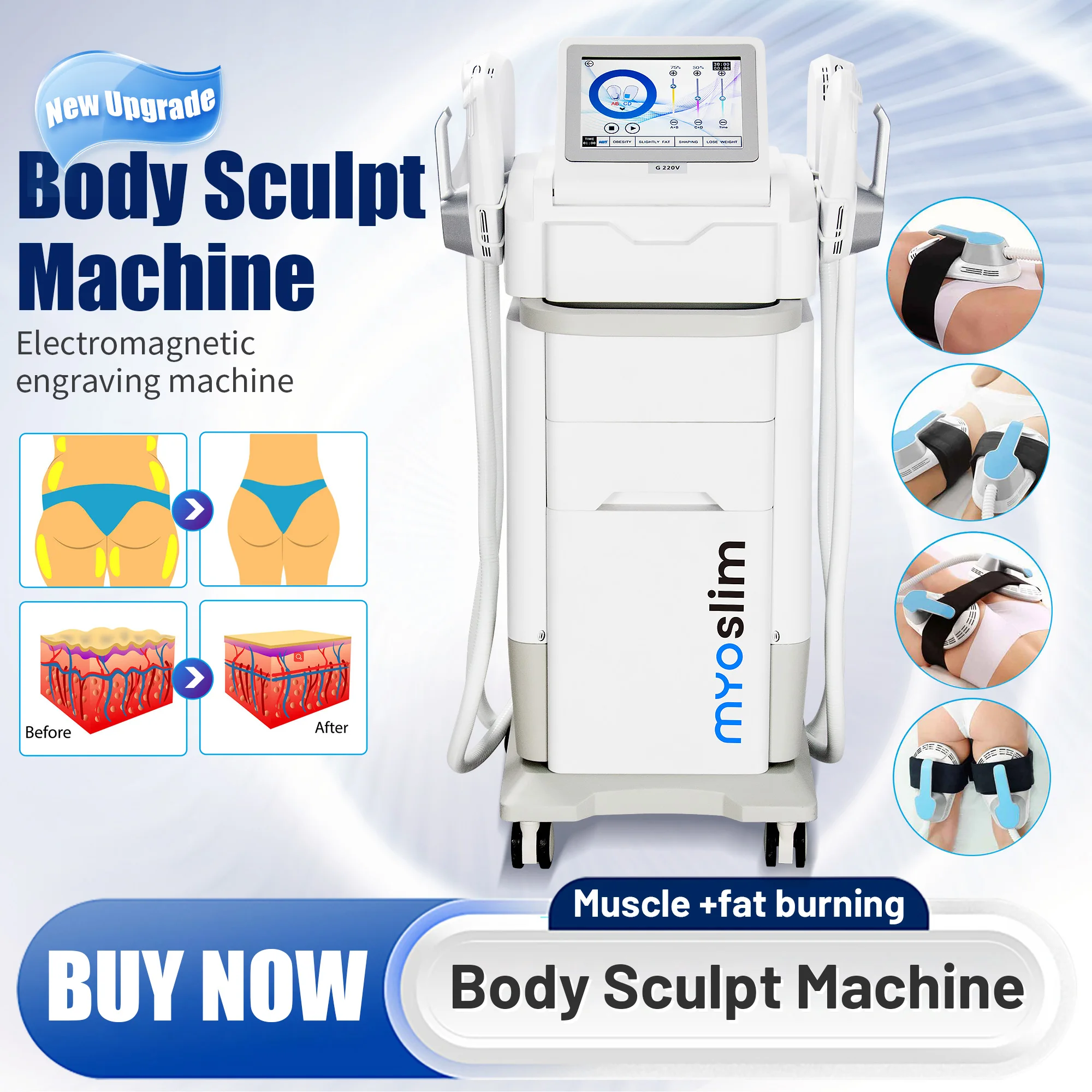 Nouvelle machine de stimulation électromagnétique EMS Body Sculpt 6500w pour la perte de poids, la minceur, la combustion des graisses et la sculpture musculaire