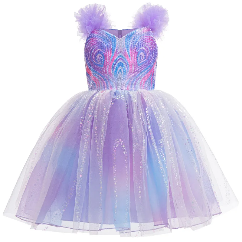 Girl Princess Costume New Movie Wicked Witch Girl Purple Tutu Dress Glinda Cosplay Costume Birthday Carnival Girl Princess Dress