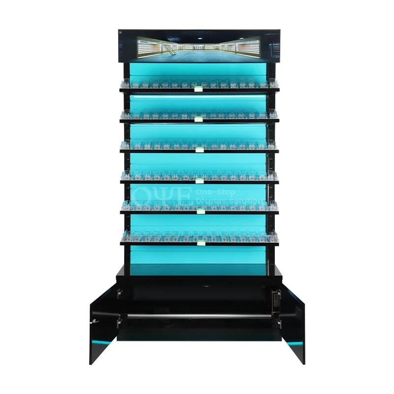 custom.Display Stand Store Customized  Smoke Shop Shelves Furniture Cases with Led Light Rack Cabinet