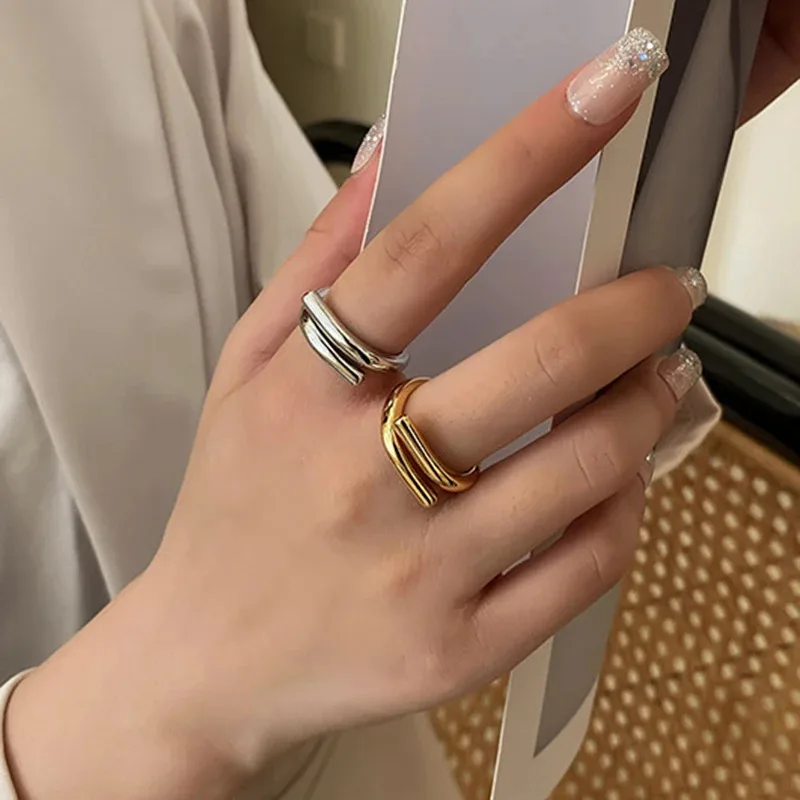 

Открывающееся кольцо из нержавеющей стали в форме зоны, женское простое винтажное обручальное кольцо, регулируемое кольцо, ювелирное изделие, подарок на годовщину