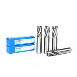 1Pc HSS-AL Roughing End Mill HSS Cutters 4 Flute 5mm to 32mm 6mm 8mm 10mm 12mm 16mm End mill wave edge Roughing milling cutter