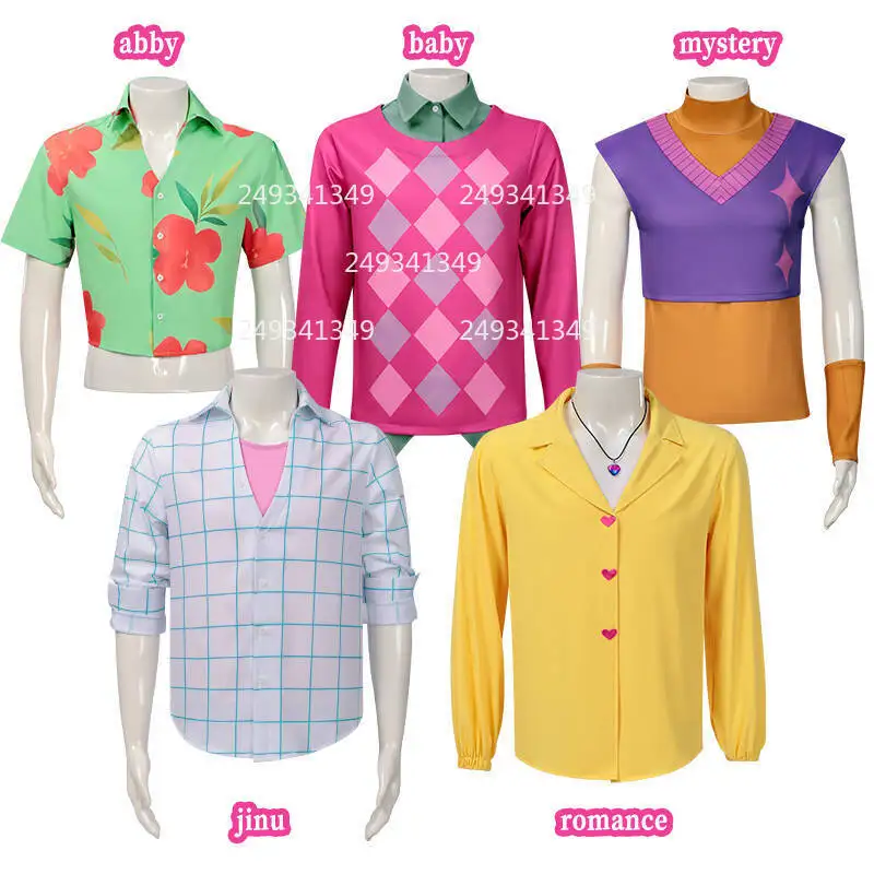 

KPop Demon Hunter Cosplay Costume Sajaboys Jinu Mystery Abby Romance Baby Shirts Man Anime Movie Dress Up Party Outfit For Boys