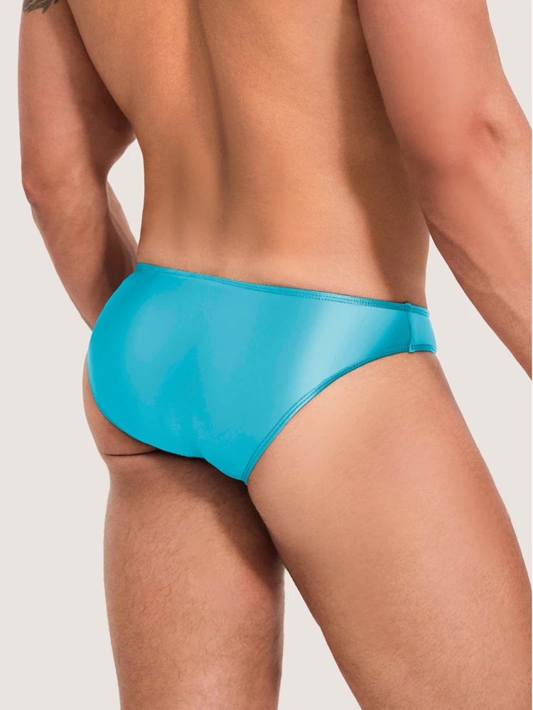 Amoresy-Breathable Sports Briefs for Men, Bright Color, Ultra-low Waist, Shiny Glossy, Stretch, Super Smooth, Comfortable Briefs