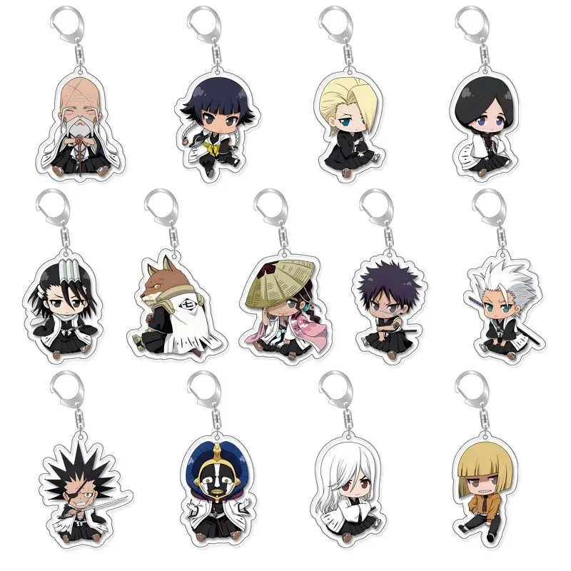 Anime Bleach Acrylic Keychain Fashionable Kurosaki Ichigo Ishida Uryuu Kuchiki Handcuff Cartoon Figurines Keychain Bag Charming