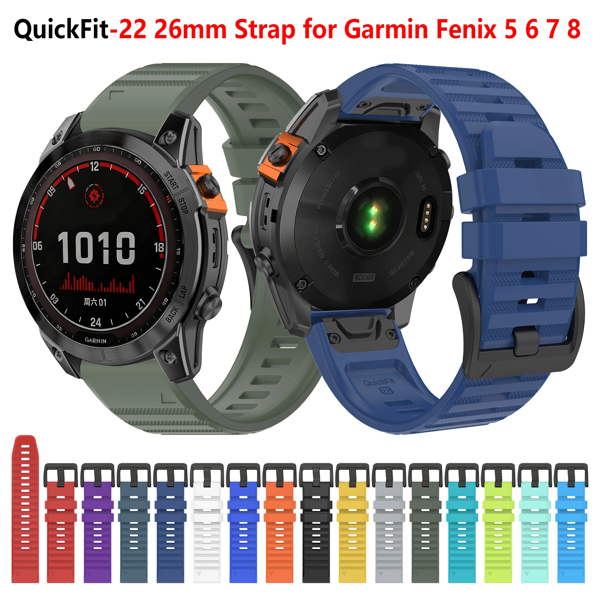 22 26mm Silikonarmband für Garmin Fenix 6 6X Pro 7X 7 SOLAR 5X PLUS 970 965 Fenix8 Epix 47mm 51mm Enduro3 Tactix8 Uhr QuickFit