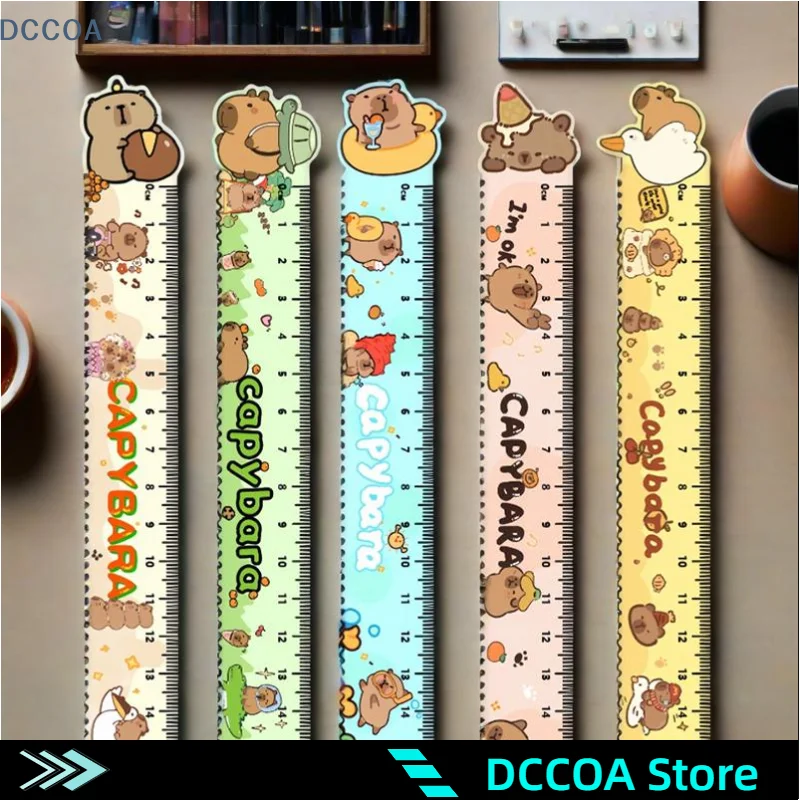 

1Pcs Creative Cartoon Capybara Ruler Straight Ruler Wavy Lines Drawing Tools Student Stationery Office Supplies Gift
