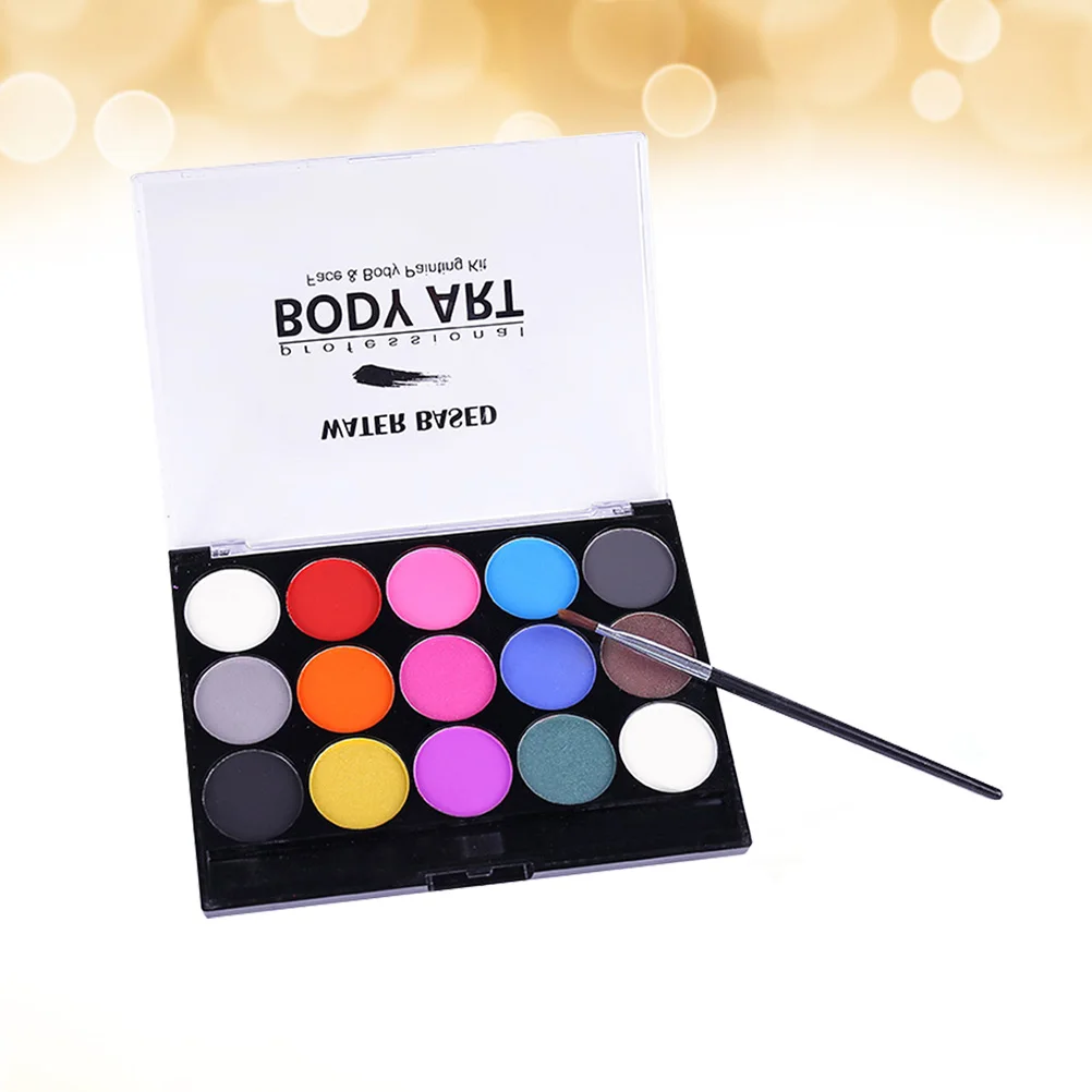 

15 Colors Water Soluble Pigment Safe Body Painting Kit Solid Watercolor Pigment for Adults Children (With Painting Brush)