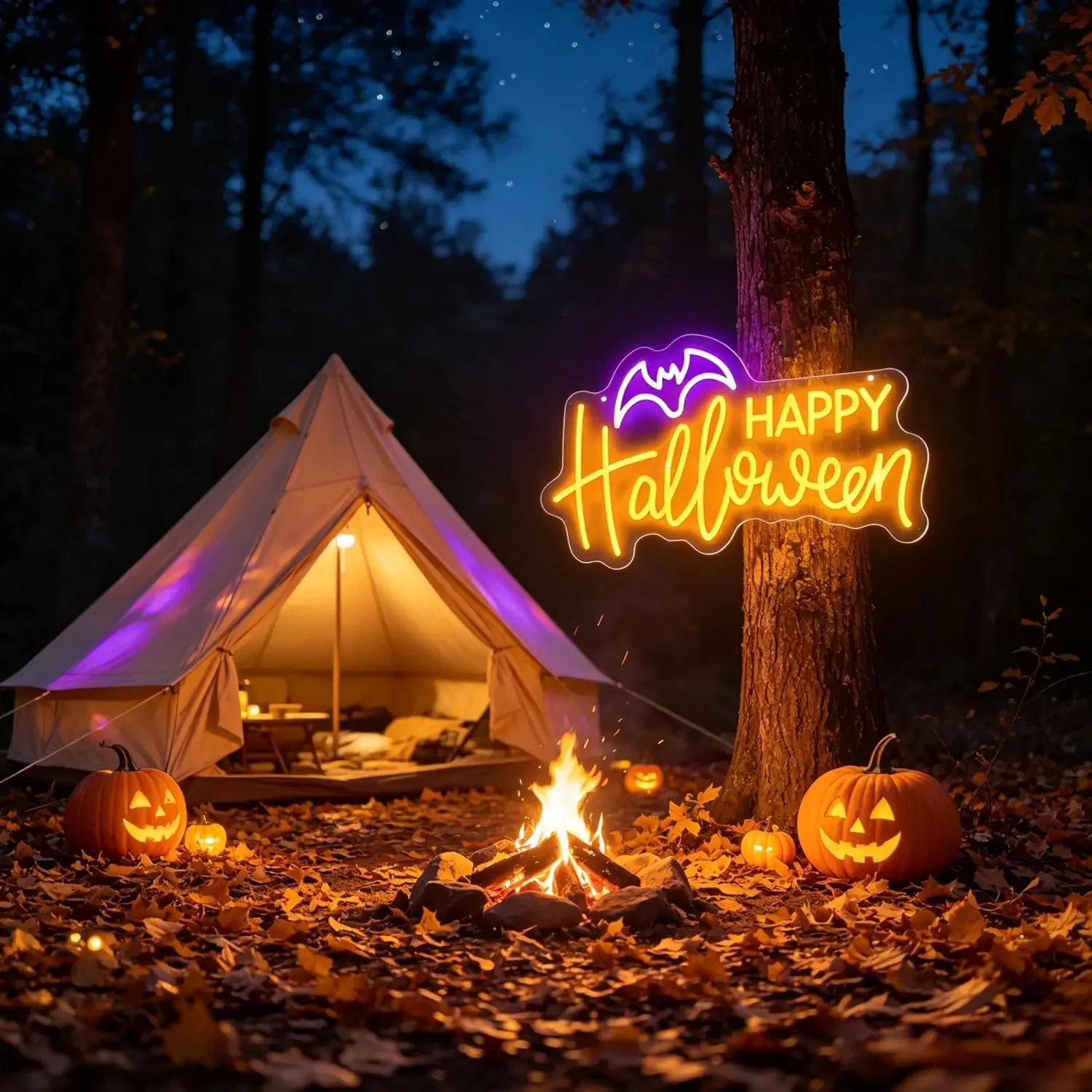 Happy Halloween Neon Sign, USB Powered LED Neon Light, Halloween Party Yard Bedroom Gaming Room Bar Decoration Gift Night Light