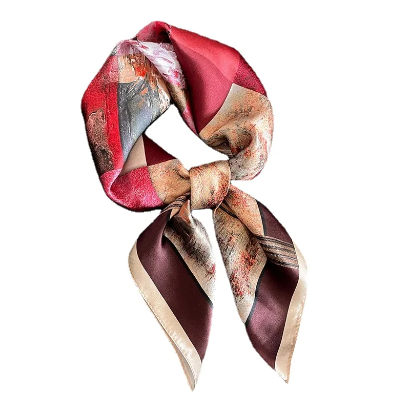 Luxury Brand 100% Real Silk Square Scarf Women Shawl Ladies Neck Tie Wrap Hair Ribbon Neckerchief Wrist Design Headband Bandana