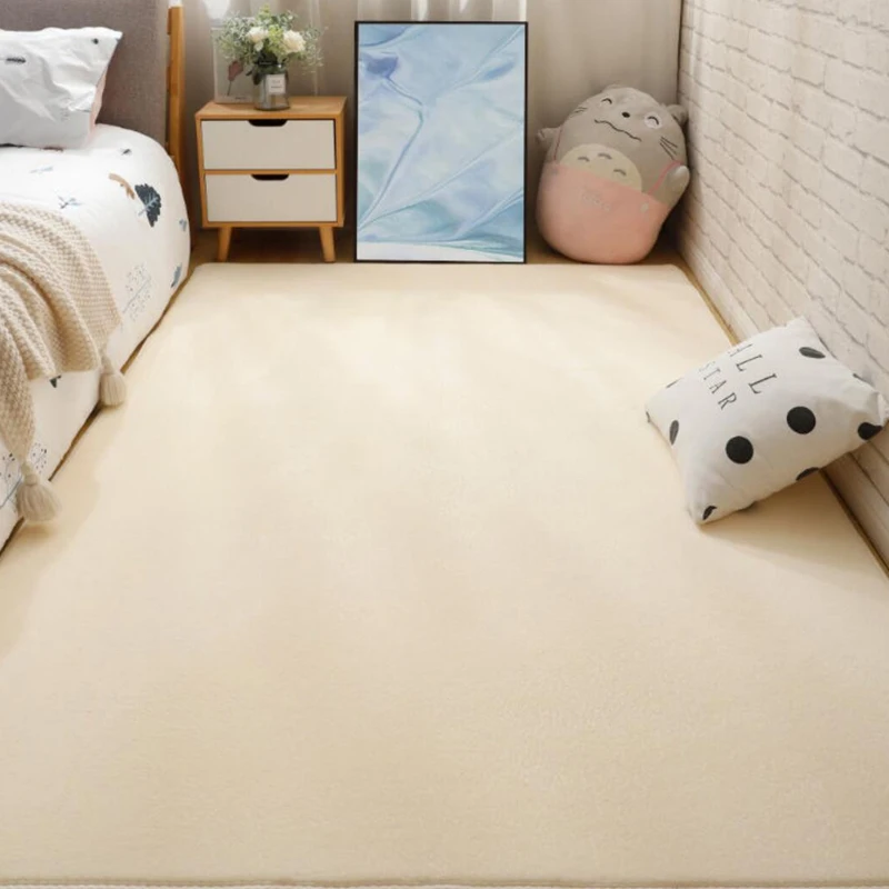 Large Size Living Room Rug Soft And Skin Friendly Bedroom Carpet Gray Bedside Floor Mat Baby Game Mat White Decoration Home