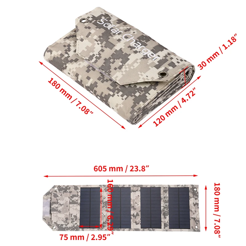 Krachtig opvouwbaar zonnepaneel 5V USB draagbare opvouwbare tas voor mobiele telefoon Outdoor waterdichte powerbank voor kamperen Wandelen