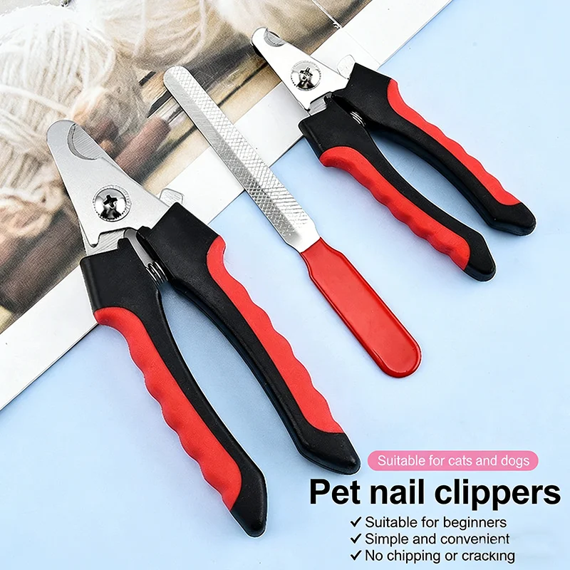 Cortador de Unhas para Pets em Aço Inoxidável com Design de Foice e Lixa, Tesoura Multifuncional Afiada para Cuidado de Patas de Gatos e Cães