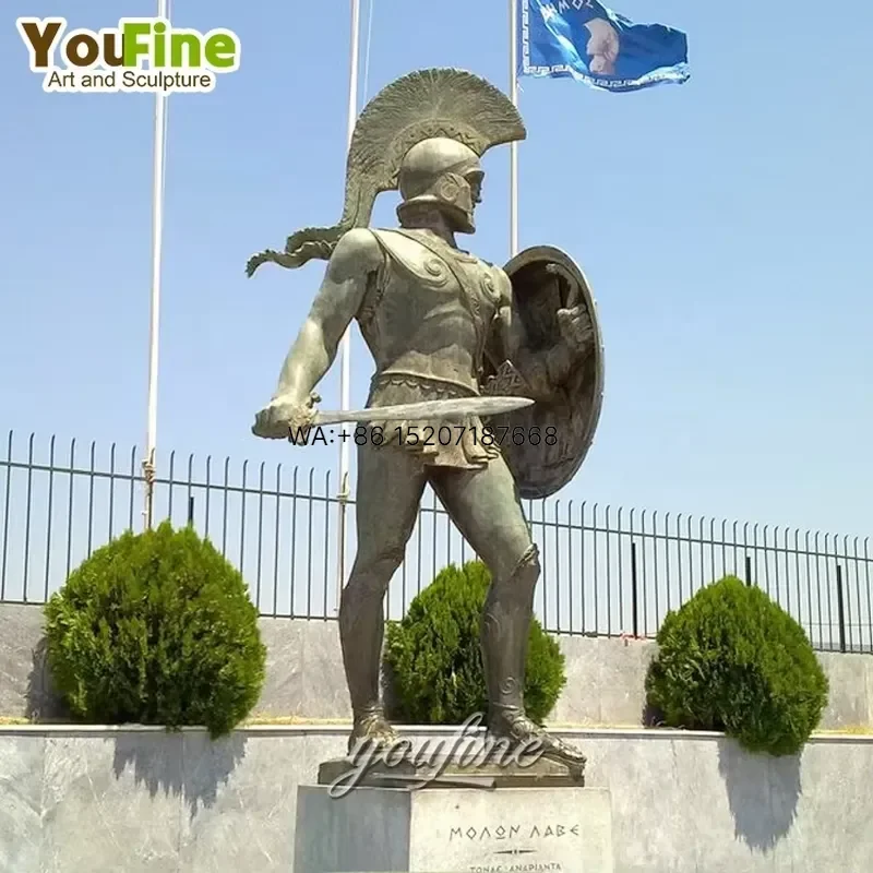 Wmwmnu Customized Life Size Bronze Greek Warrior Spartan Statue Sculpture for Home Garden Decor Art Gift