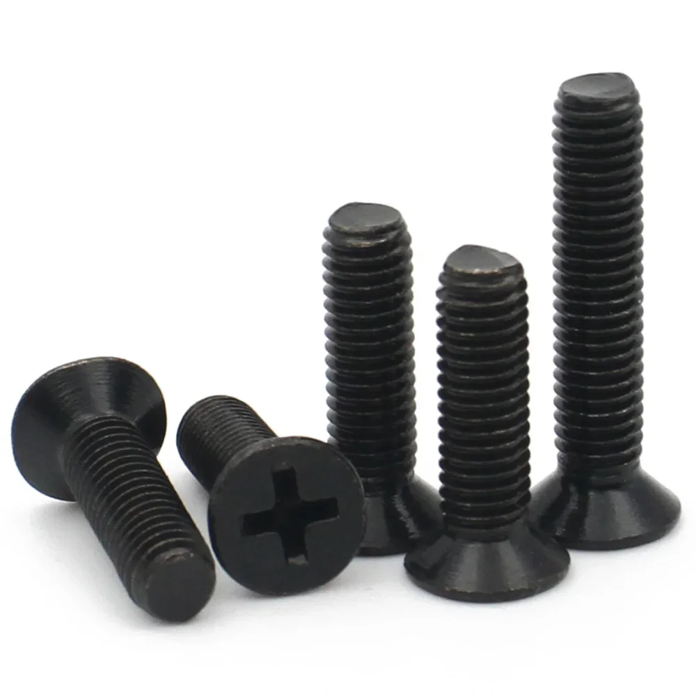 50-100pcs Black Carbon Steel M1 M1.2 M1.4 M1.6 m1.7 M2 M2.5 Mini Small Cross Phillips Flat Head Countersunk Head Screw