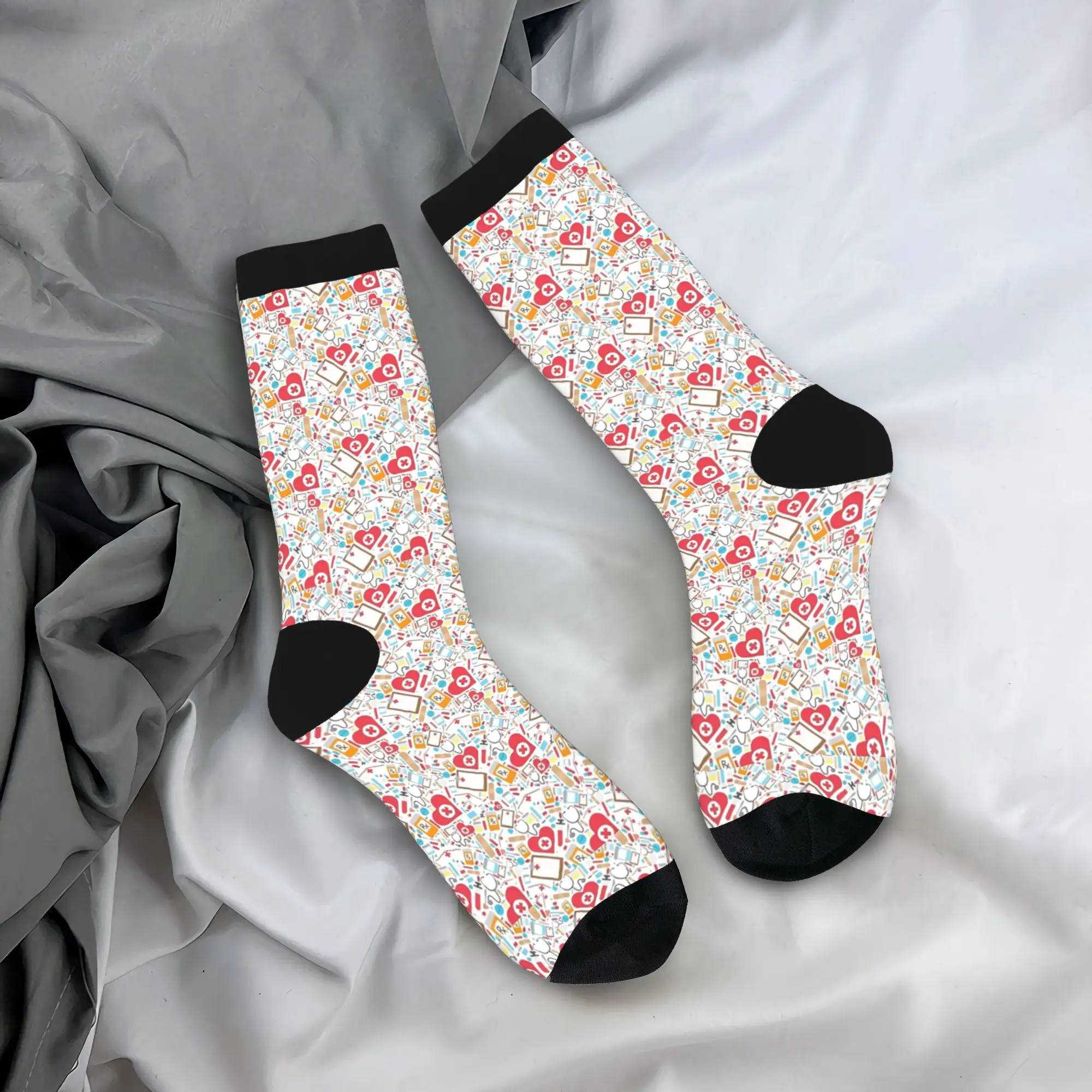 Herrensocken Medizinische Pflegepersonal-Socken Frühling Lustige Weiche Atmungsaktive Socken Grafische Laufsocken Rutschfeste Socken