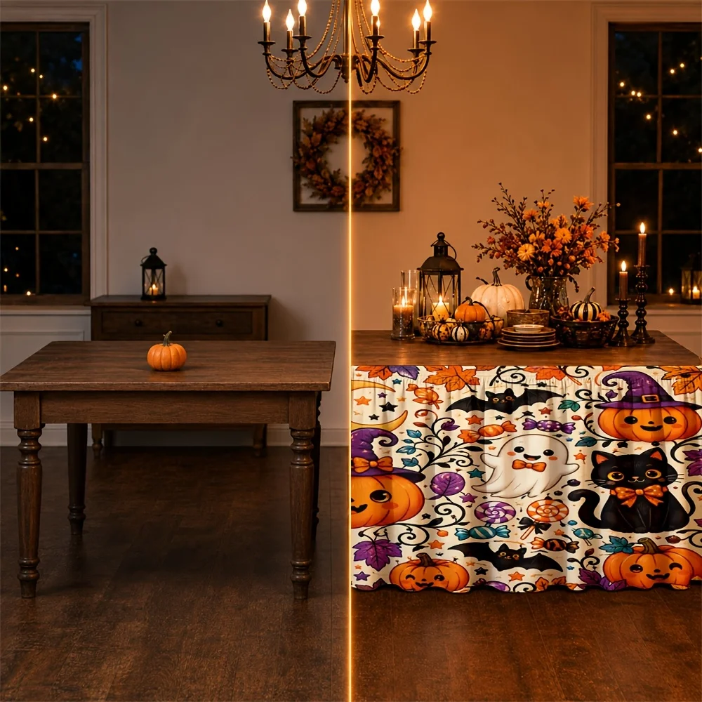 Halloween tablecloth and table runner - 1 piece - Polyester festive decoration, suitable for restaurantszyc