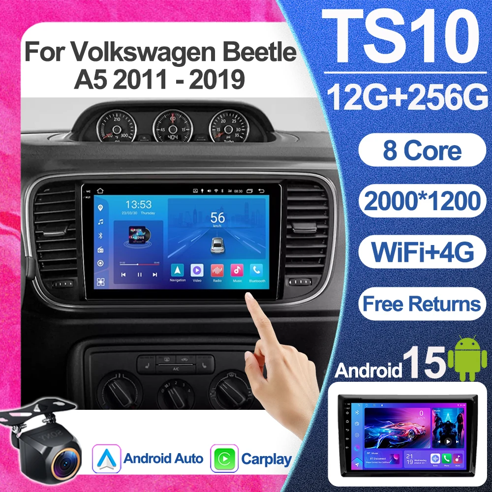 

Android15 Car Radio For Volkswagen Beetle A5 2011 - 2019 Multimedia Video Player Navigation stereo GPS WiFi 5G Touch Screen GPS