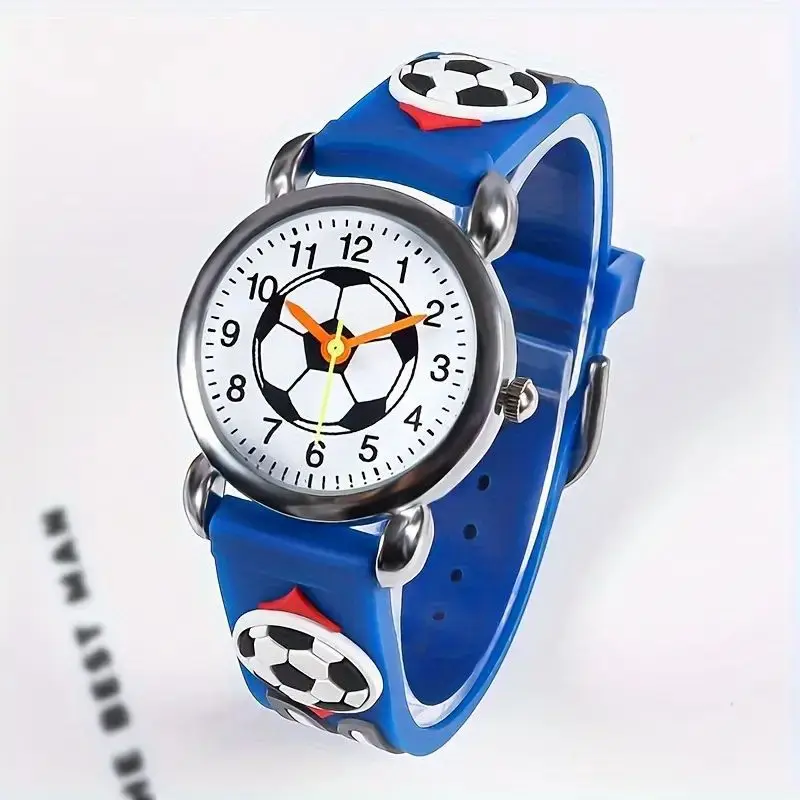 Reloj de fútbol 3D con dibujos animados a la moda, relojes para niños, relojes para niños, reloj de pulsera deportivo de silicona, reloj de cuarzo, regalos para chico